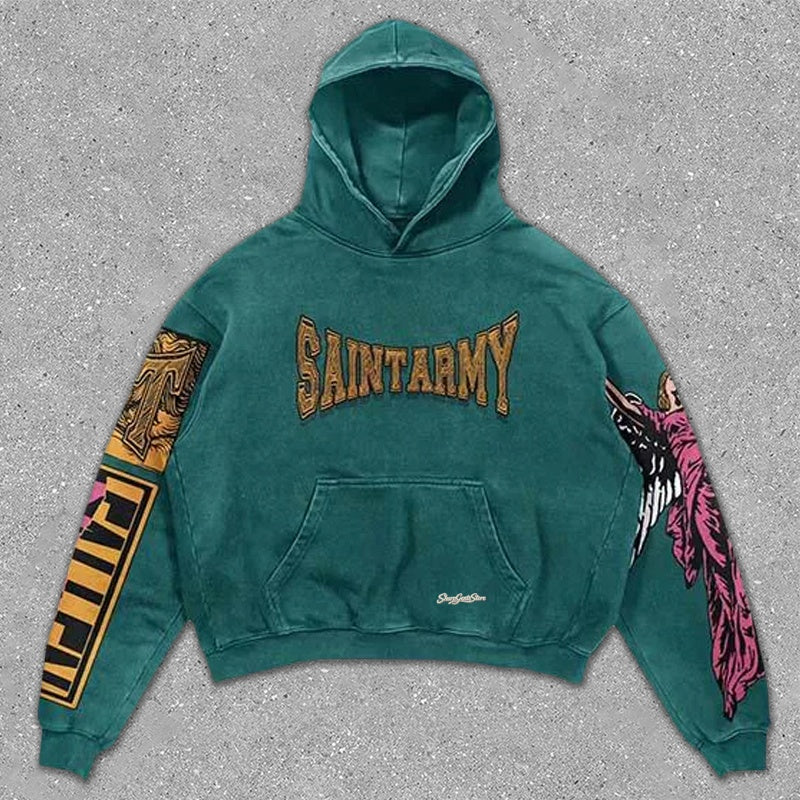 Sharpgentsstore Vintage Angel Print Hoodie