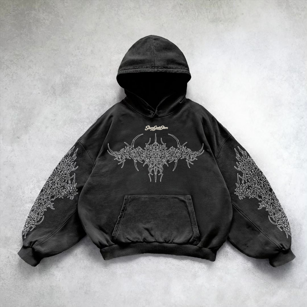 Sharpgentsstore Fashion Retro Print Oversized Hoodie