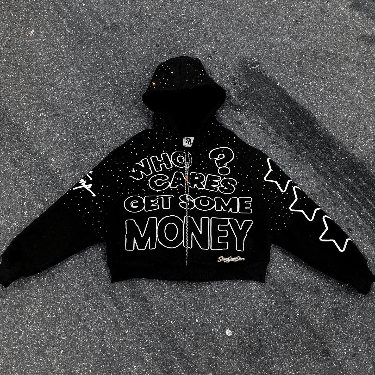 Sharpgentsstore Street Retro Rhinestone Zipper Hoodie