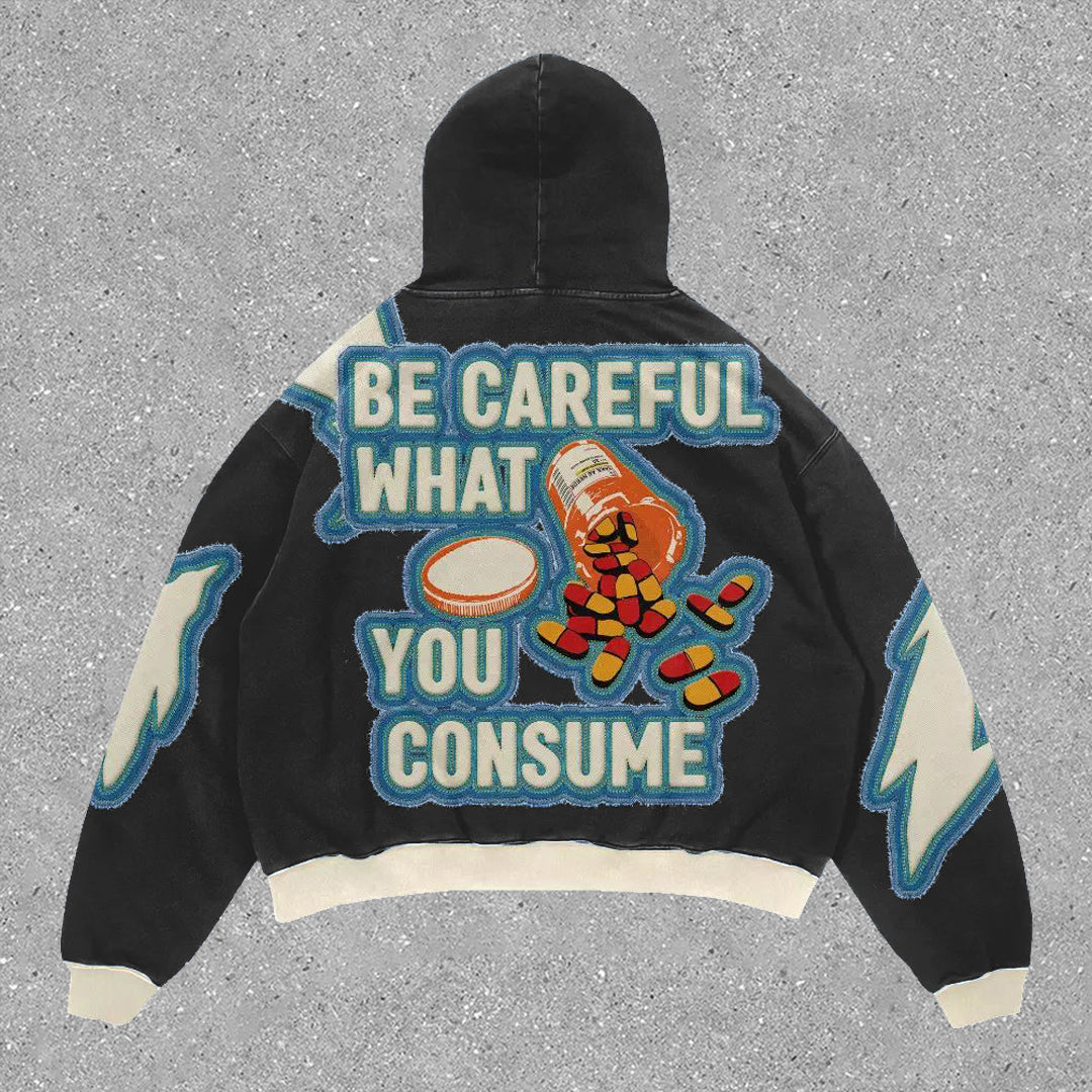 Sharpgentsstore Relaxed Vintage Print Oversized Hoodie