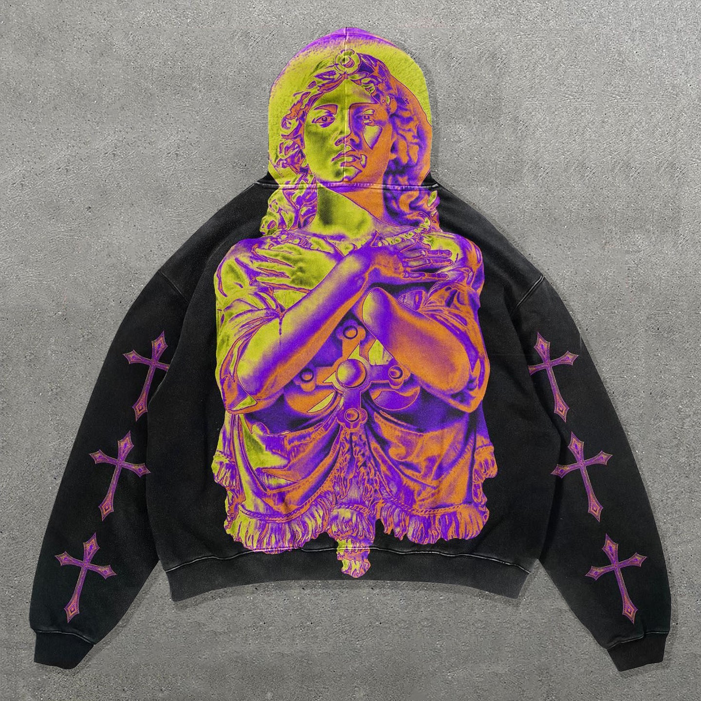 Sharpgentsstore Saint Cross Print Long Sleeve Hoodie