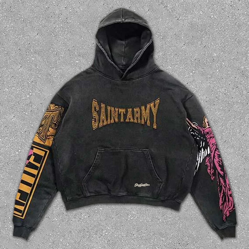 Sharpgentsstore Vintage Angel Print Hoodie