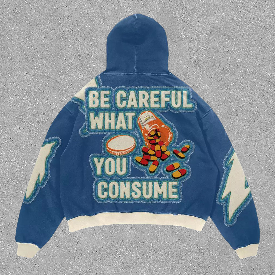 Sharpgentsstore Relaxed Vintage Print Oversized Hoodie