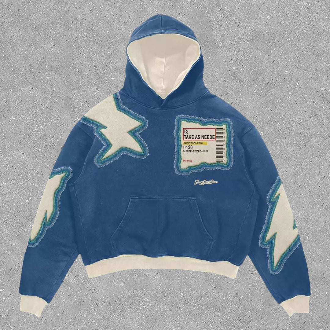 Sharpgentsstore Relaxed Vintage Print Oversized Hoodie