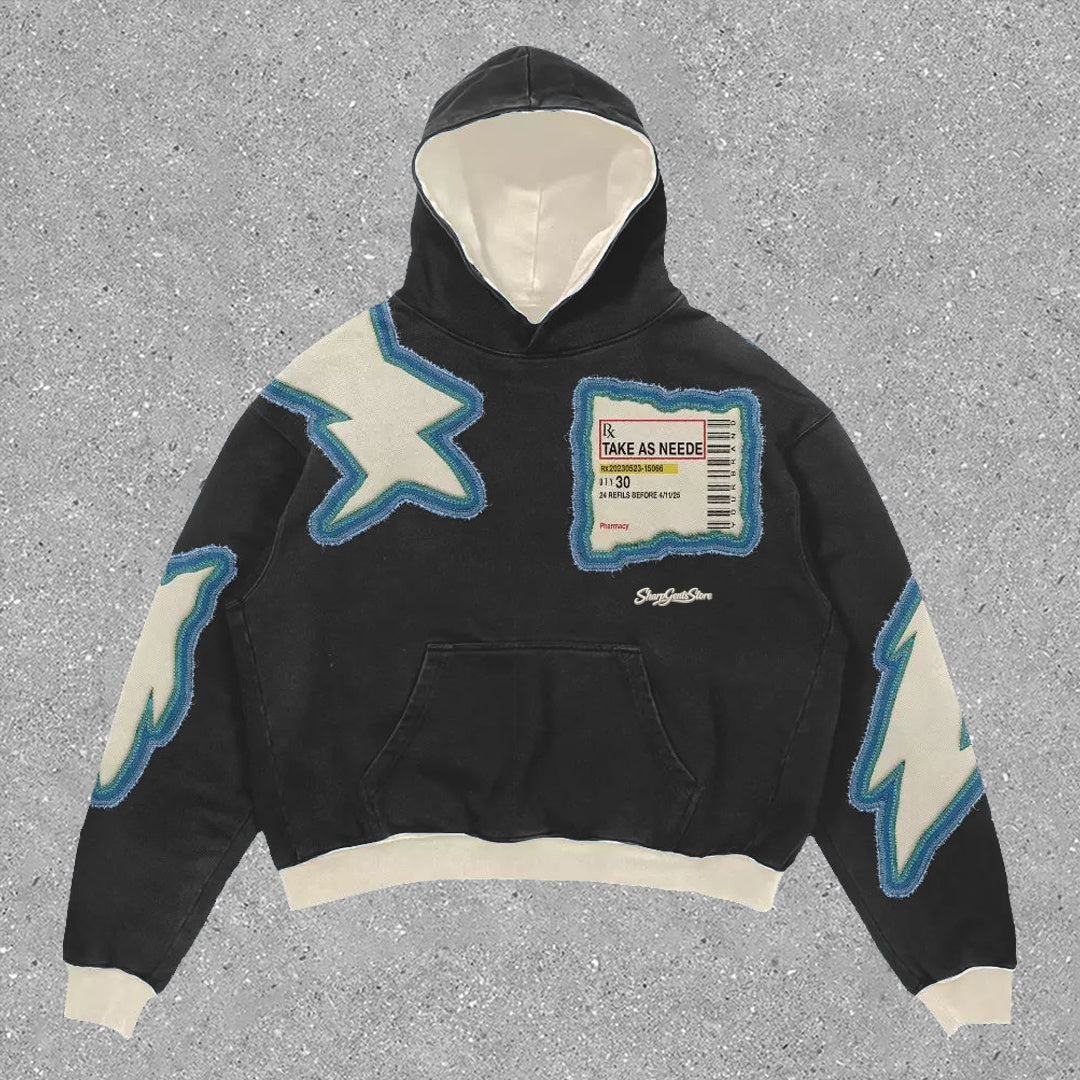 Sharpgentsstore Relaxed Vintage Print Oversized Hoodie