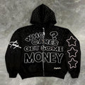 Sharpgentsstore Street Retro Rhinestone Zipper Hoodie